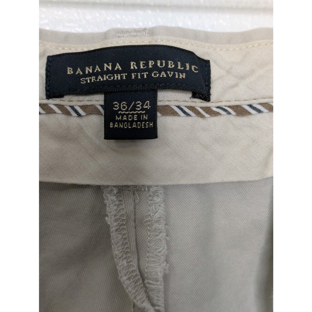 Banana Republic Pants Mens 36 X 34 Gavin Straight Fit Chino Beige Flat Front - Picture 7 of 9